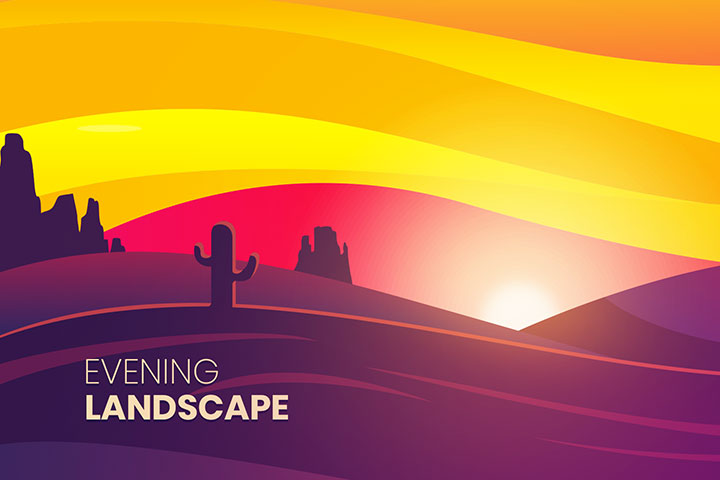 evening landscape illustration
